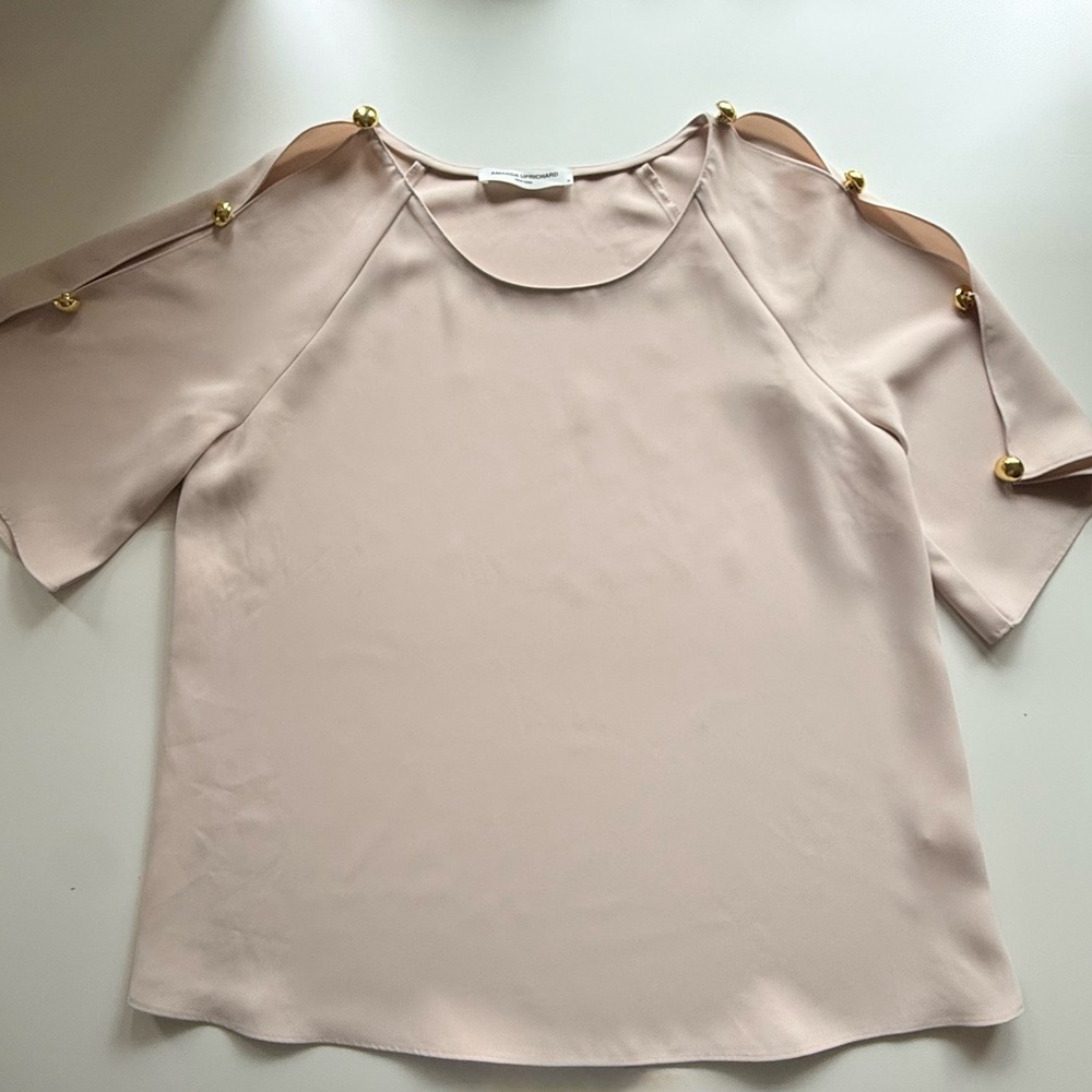 Amanda Uprichard beige cold-shoulder top - Picture 7 of 10